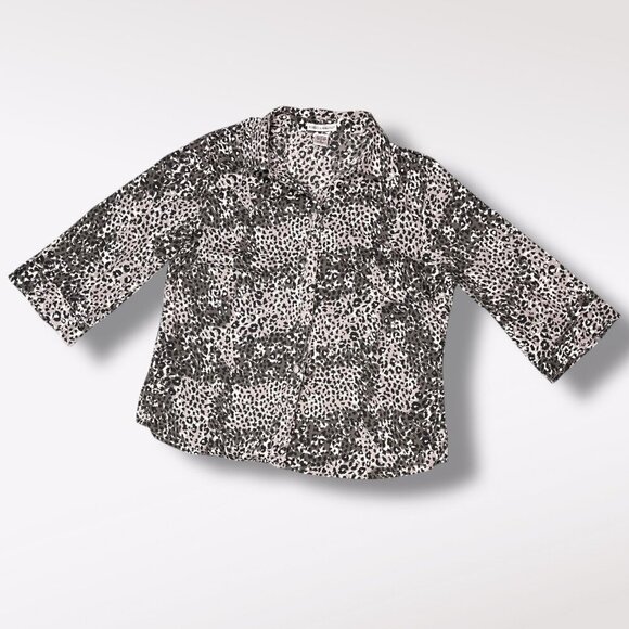 Rebecca Malone Animal Print Button Down XL 100% Cotton - Picture 8 of 8